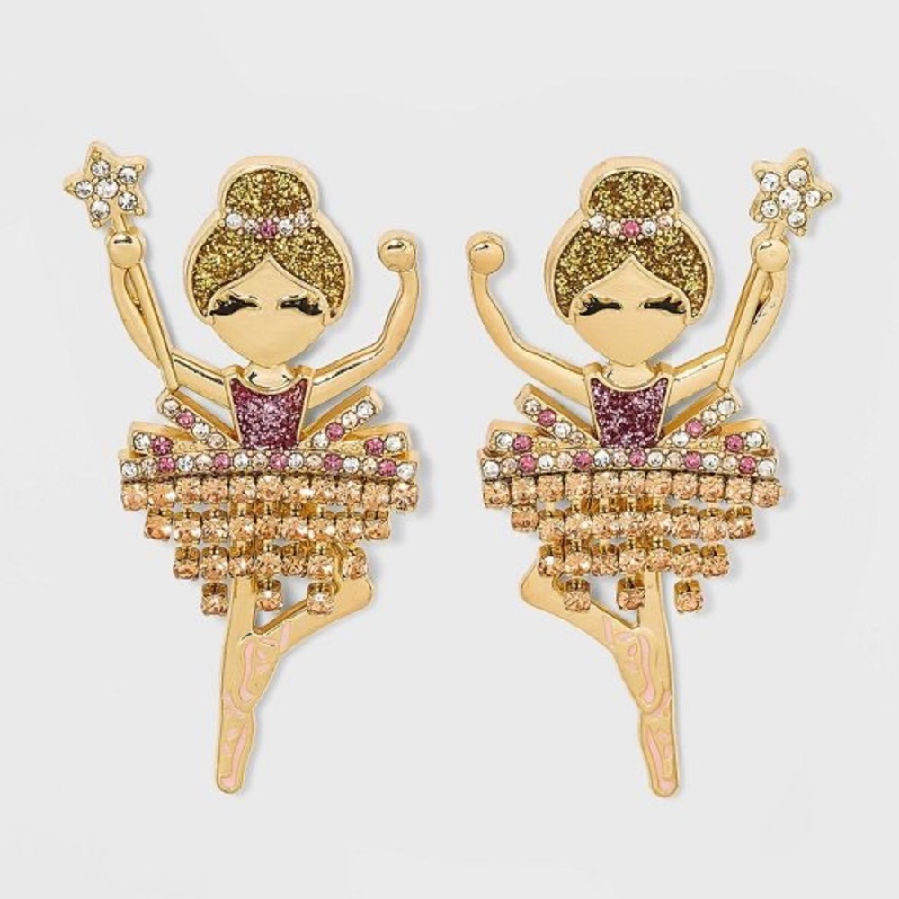 Ballerina Recital Drop Earrings - Metallic Gold nwt ballerinacore - Picture 2 of 4